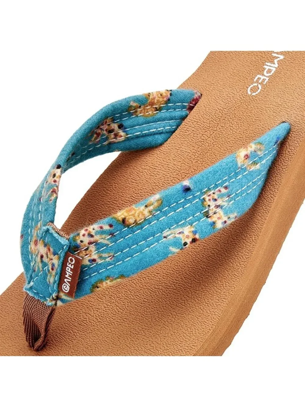 Women's Teal Comfortable Flip Flops Summer Soft Fabric Strap Beach Thong Sandals